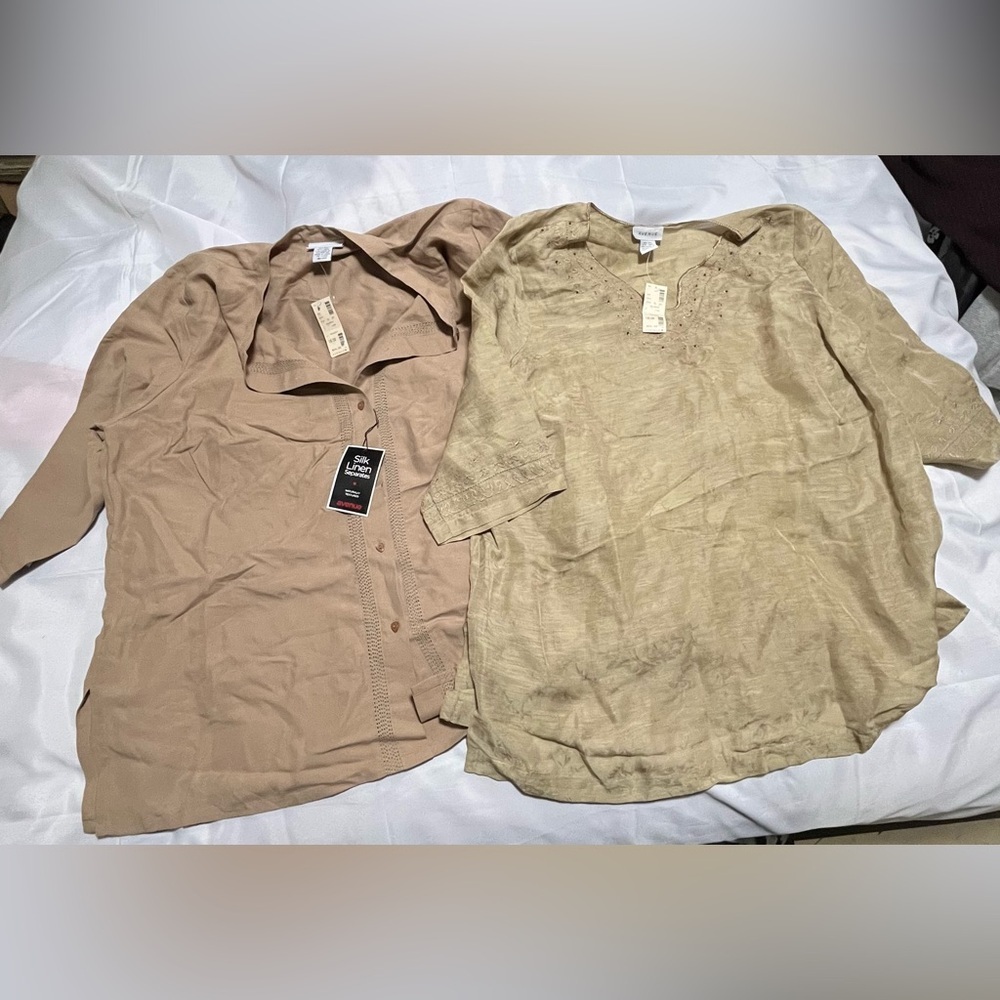 BUNDLE 2 WOMANS NEW AVENUE BLOUSES SILK/LINEN size 18/20